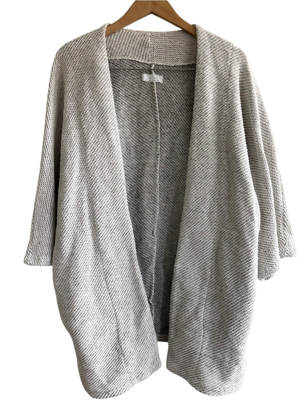 OAK + FORT Textured Open-Front Cardigan Light Gray